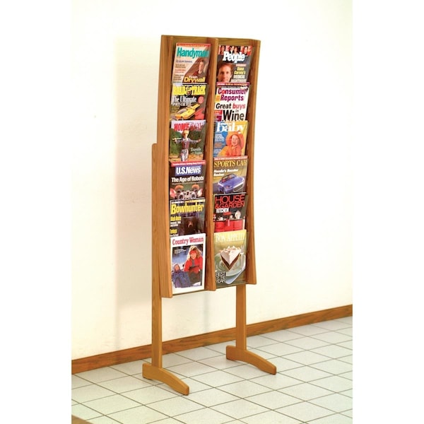Vertex 6 x 2 in. Stance 12 Pocket Curved Floor Display - Black & Medium Oak VE3939482 - main